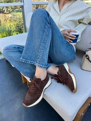 7834 KAHVE SÜET DERİ SNEAKER AYAKKABI