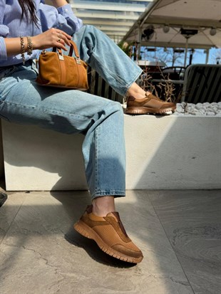7891 KAHVE SÜET DERİ ORTOPEDİK SNEAKER AYAKKABI
