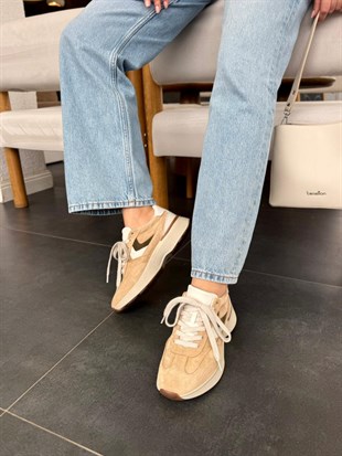7898 BEJ SÜET DERİ SNEAKER
