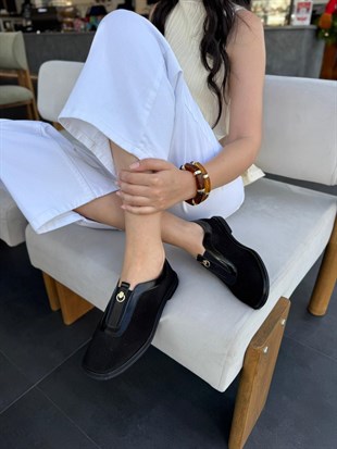 7902 SİYAH SÜET DERİ LASTİKLİ AYAKKABI