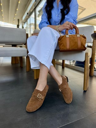 7959 TABA SÜET DERİ TOKALI AYAKKABI