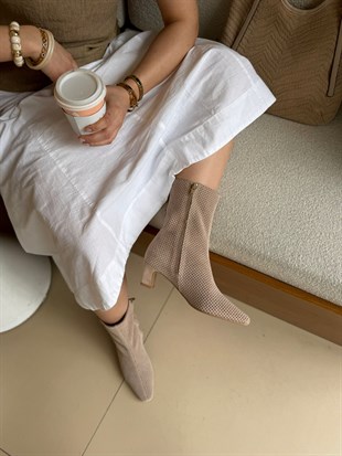8030 LATTE SÜET DERİ TOPUKLU YAZ BOTU