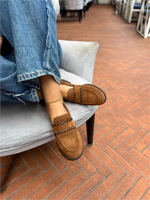 8092 TABA SÜET DERİ LOAFER AYAKKABI