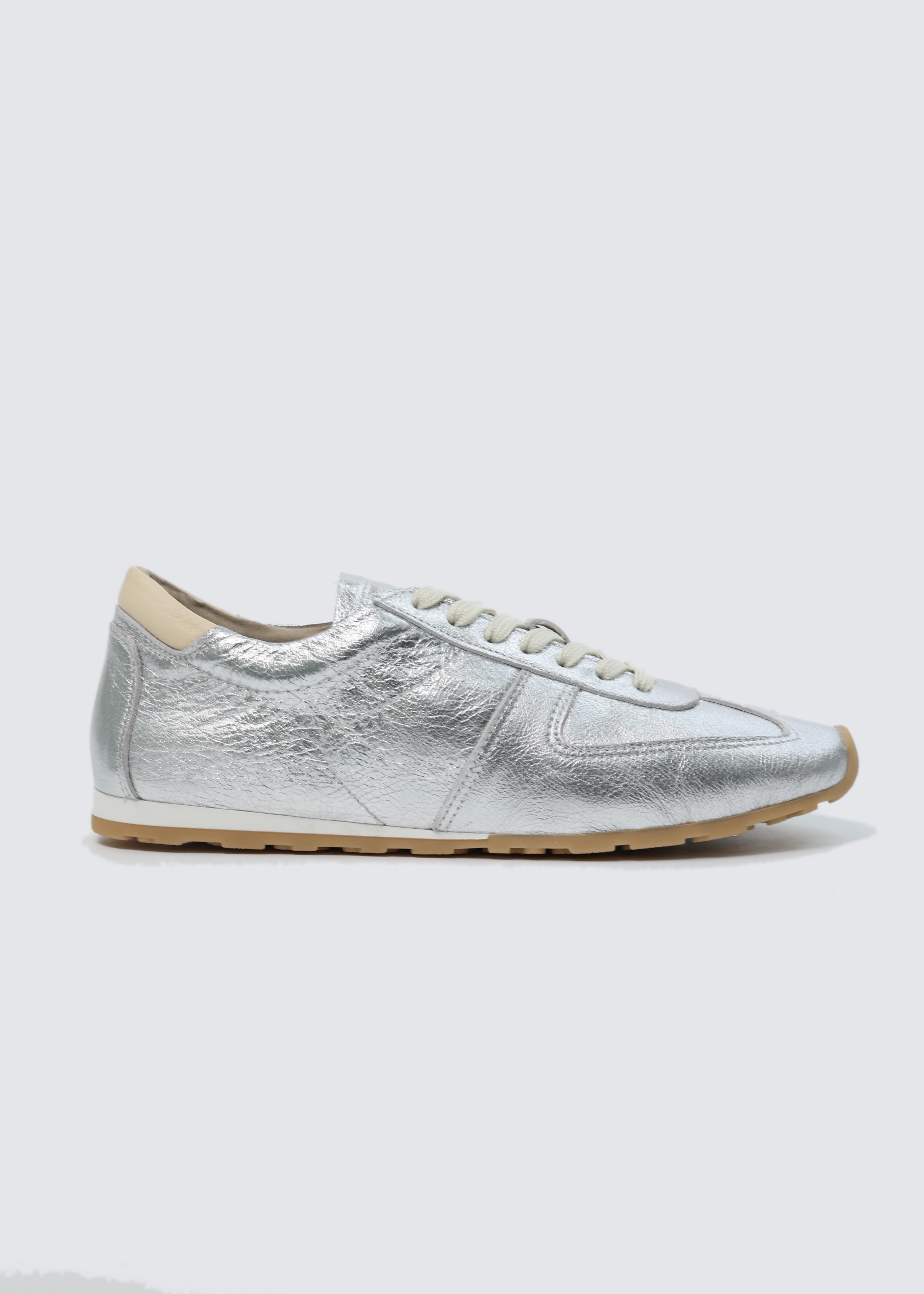 7197 GÜMÜŞ DERİ İNCE TABAN SNEAKER