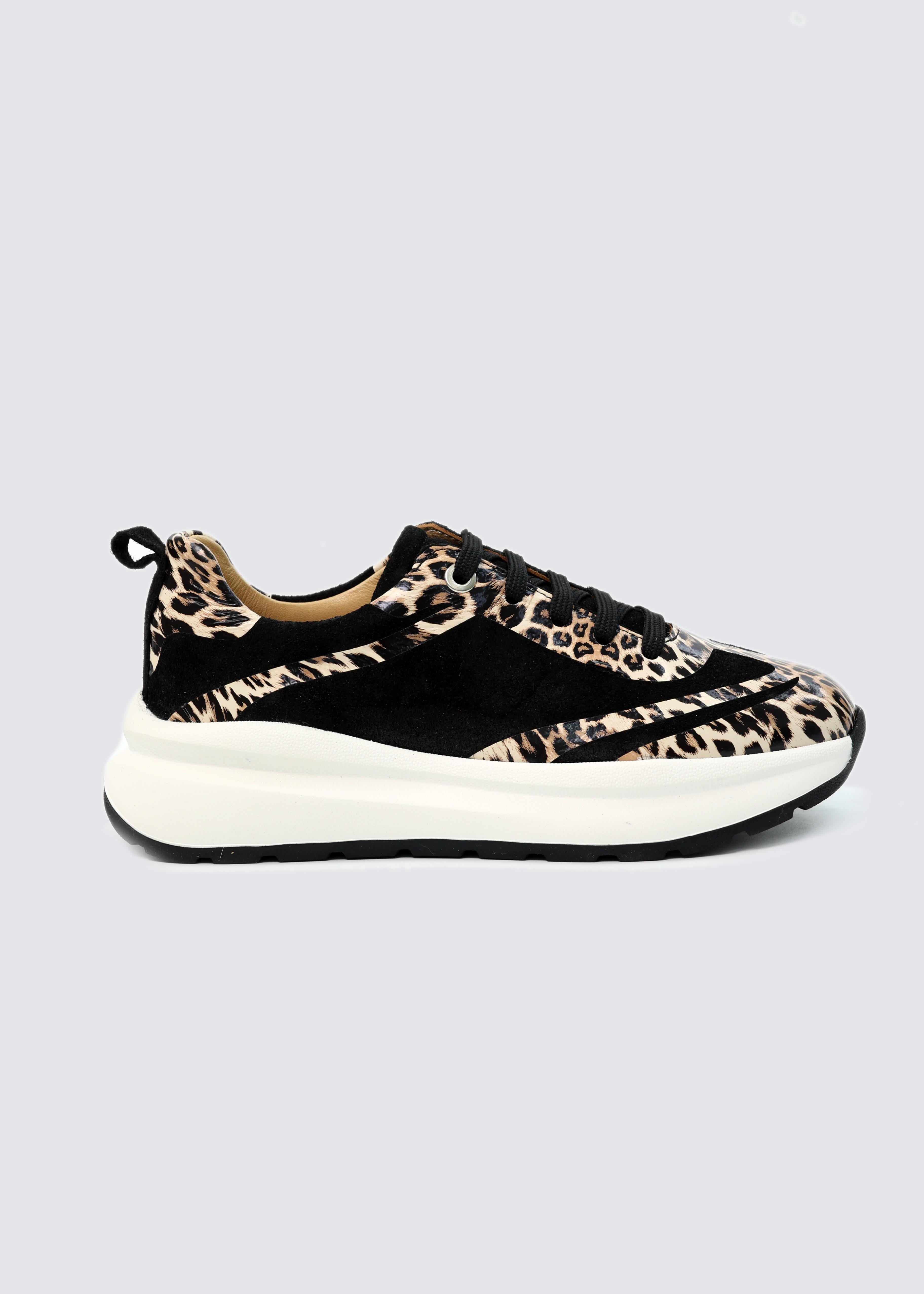 7291 SİYAH SÜET DERİ LEOPAR BASKI SNEAKER