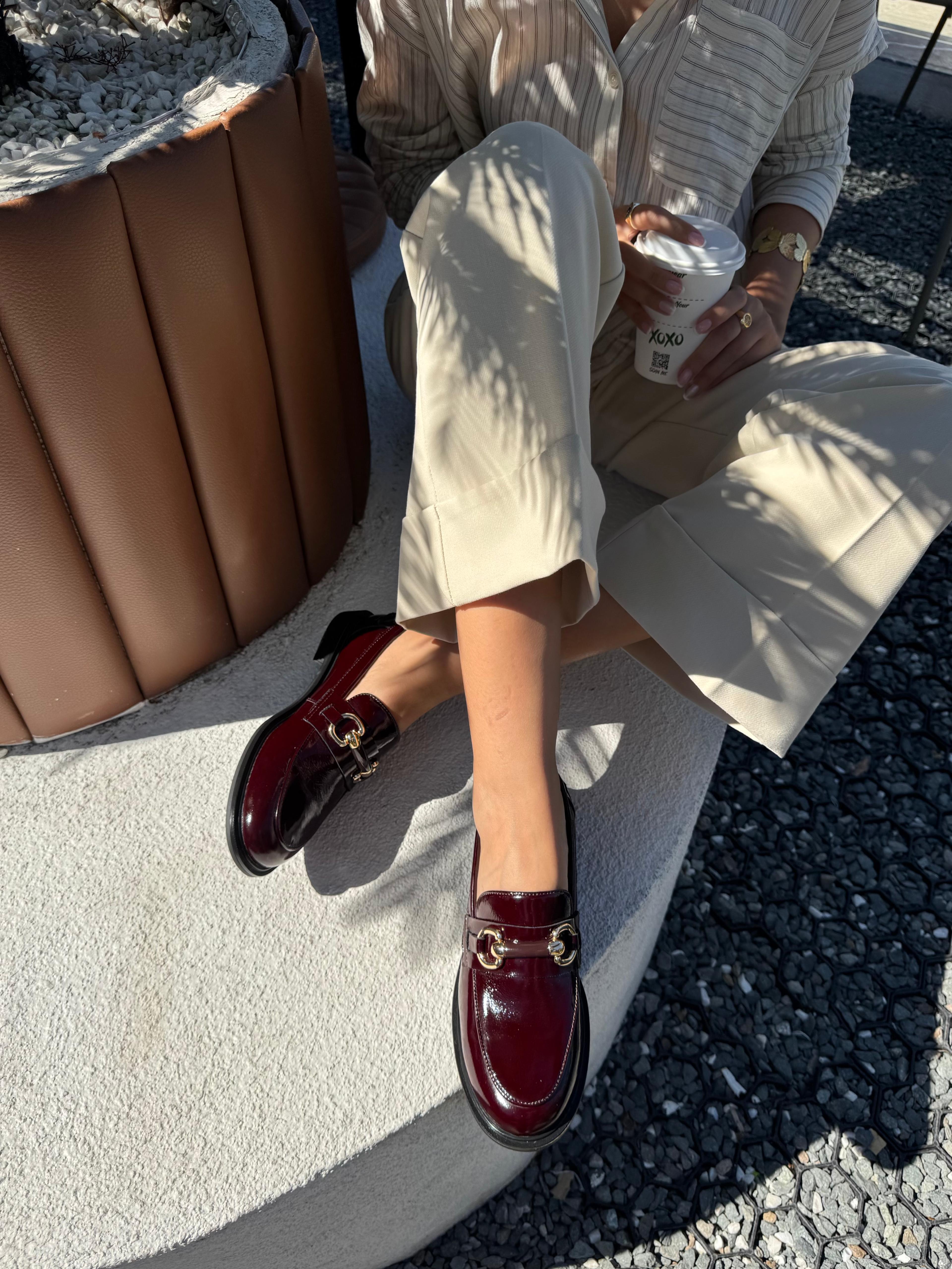 7534 BORDO RUGAN DERİ LOAFER