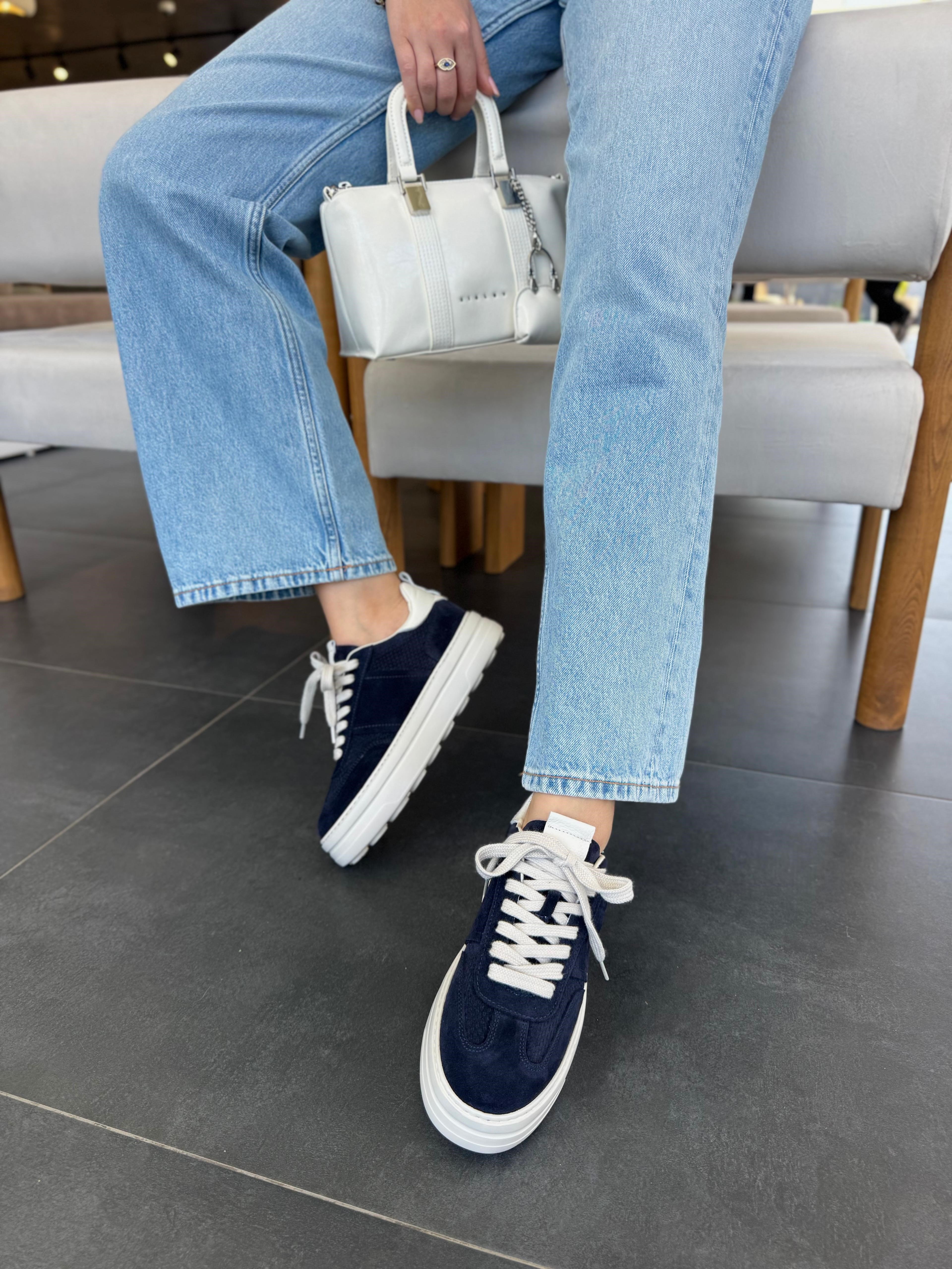 7819 LACİVERT SÜET DERİ SNEAKER