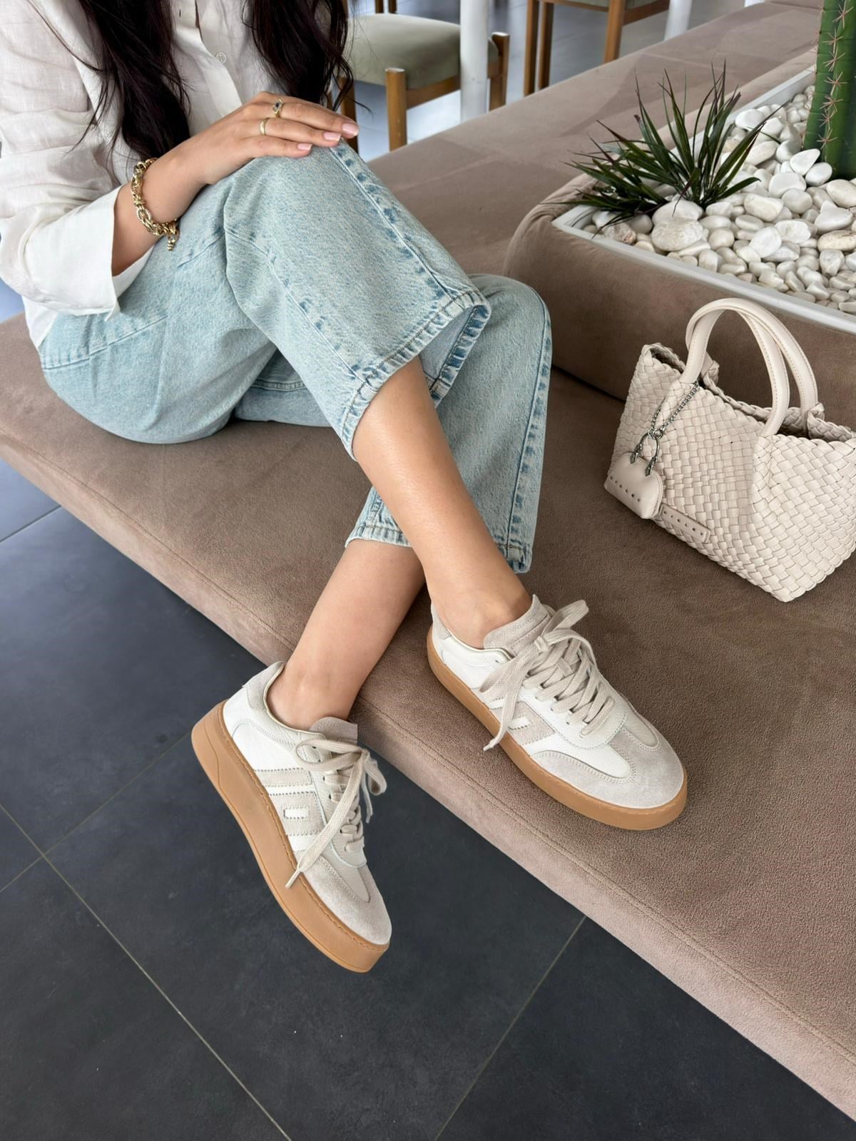 7821 BEJ SÜET DERİ SNEAKER