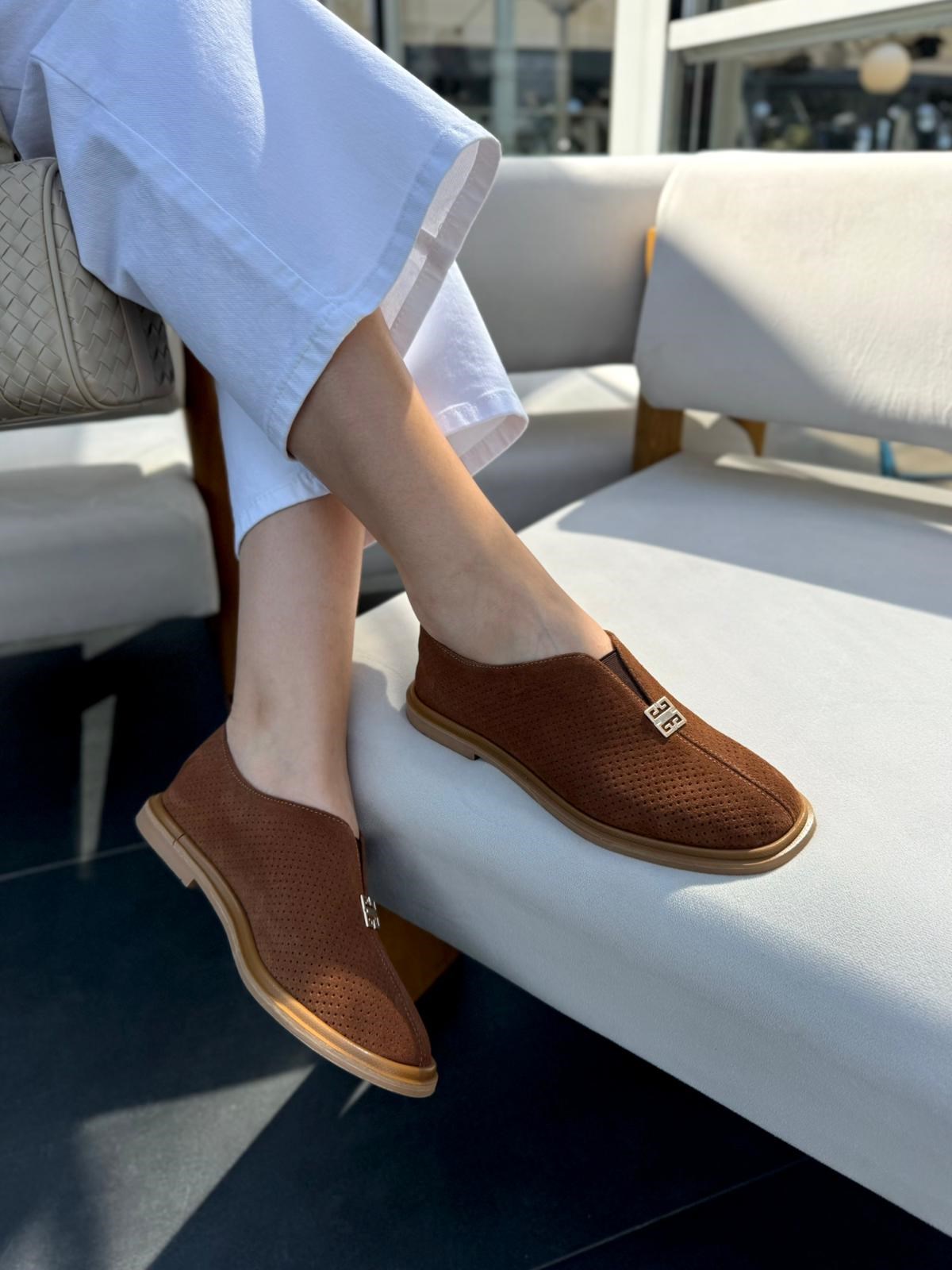 7903 TABA SÜET DERİ LASTİKLİ DELİKLİ AYAKKABI