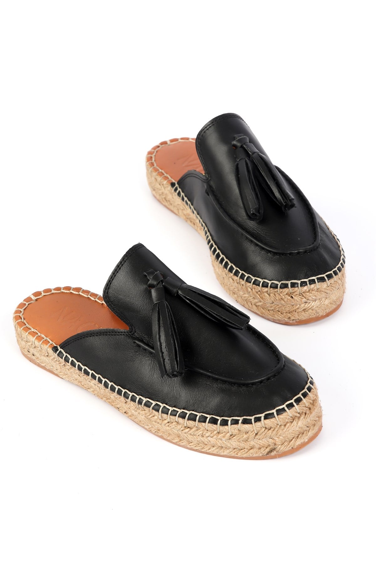 SİYAH 4410 HAKİKİ DERİ KADIN ESPADRİL TERLİK