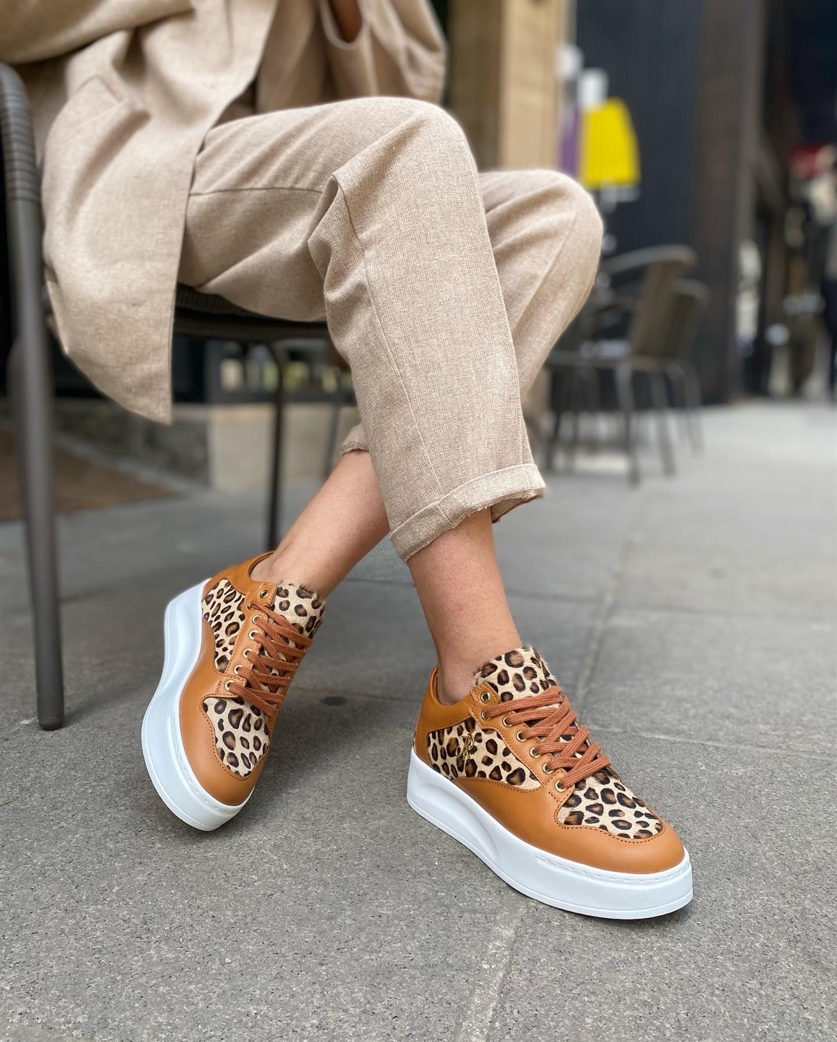 TABA LEOPAR HAKİKİ DERİ 5154 KADIN SNEAKER