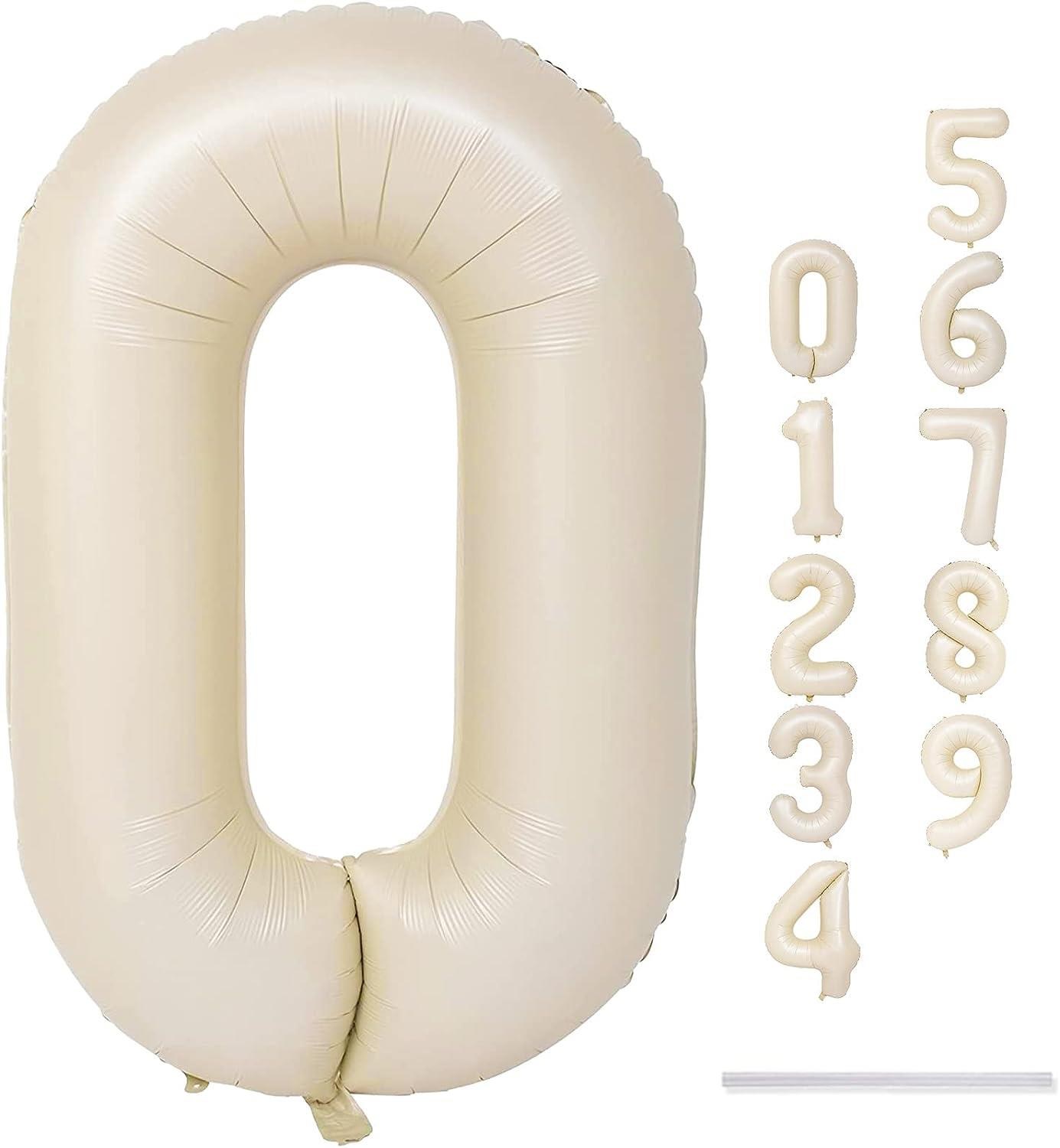 0 Rakam Krem Folyo Balon 34 inç 76-82 cm