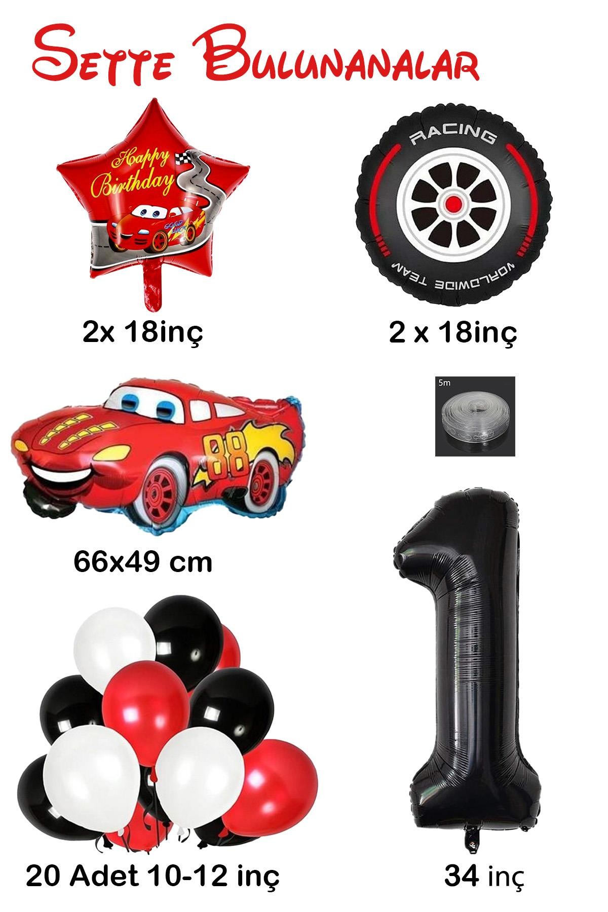 1 Yaş Arabalar Temalı Doğum Günü Parti Kutlama Balon Seti