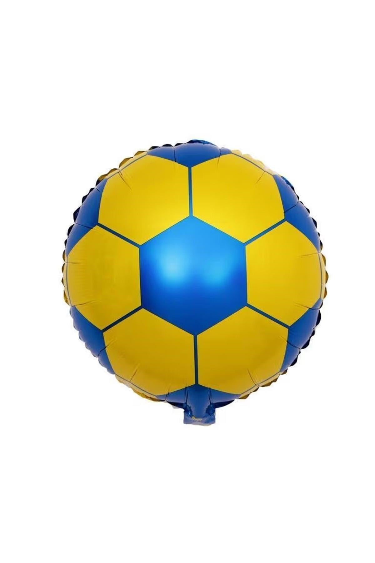 18 inç Sarı Lacivert Futbol Topu Folyo Balon-45 cm