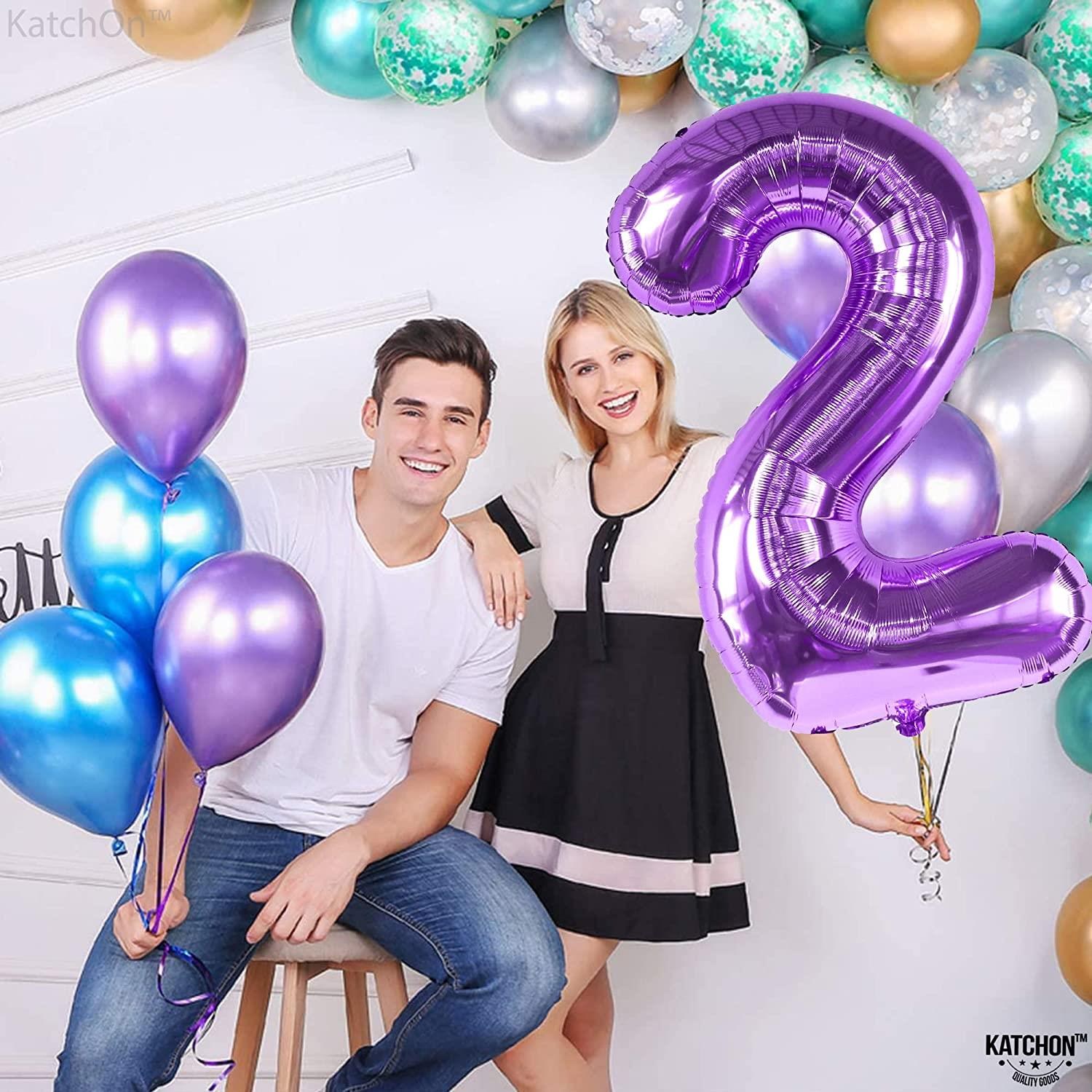 2 İki Rakam Mor Folyo Balon 32