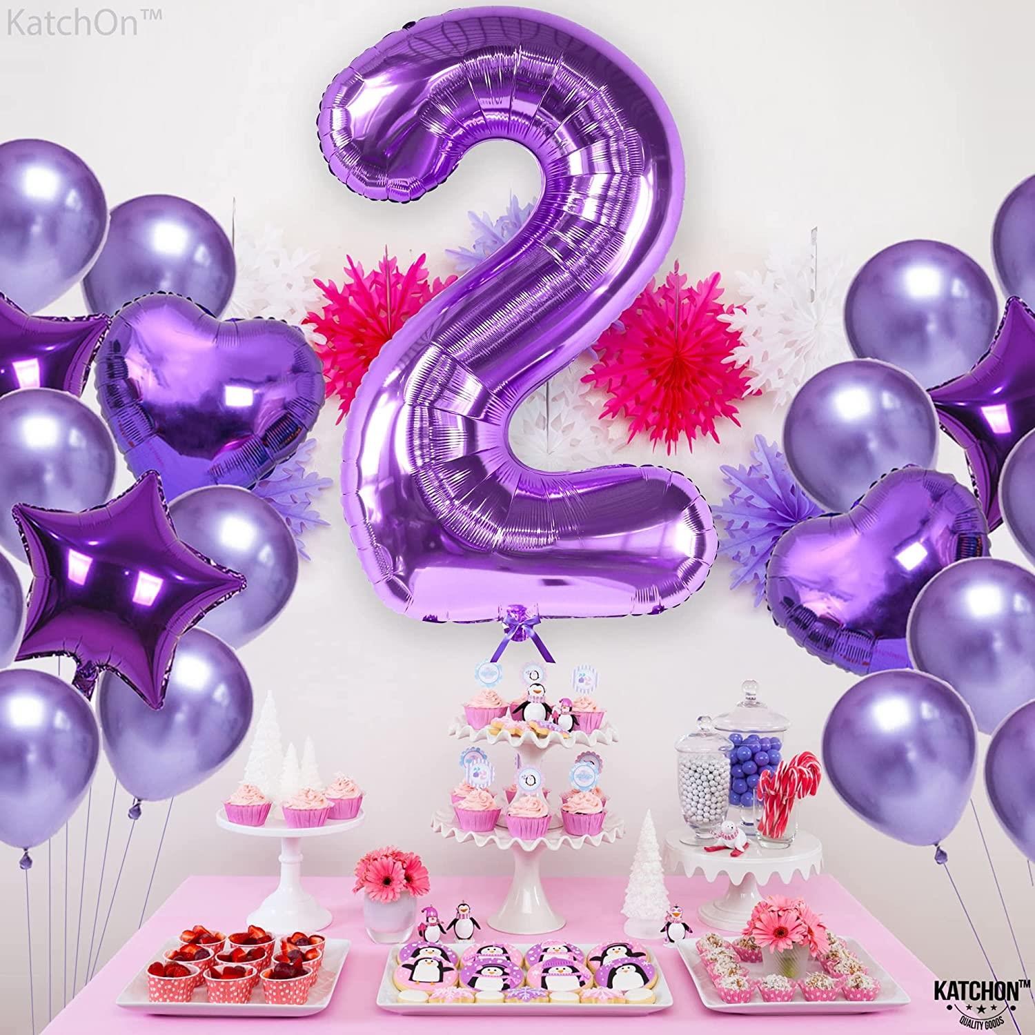 2 İki Rakam Mor Folyo Balon 32