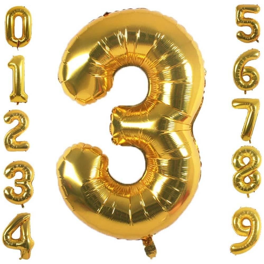 3 Üç Rakam Gold Folyo Balon 32-34