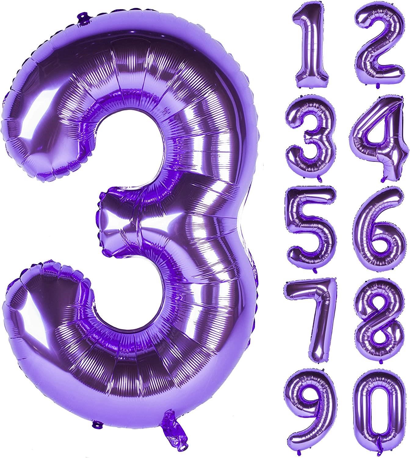 3 Üç Rakam Mor Folyo Balon 32