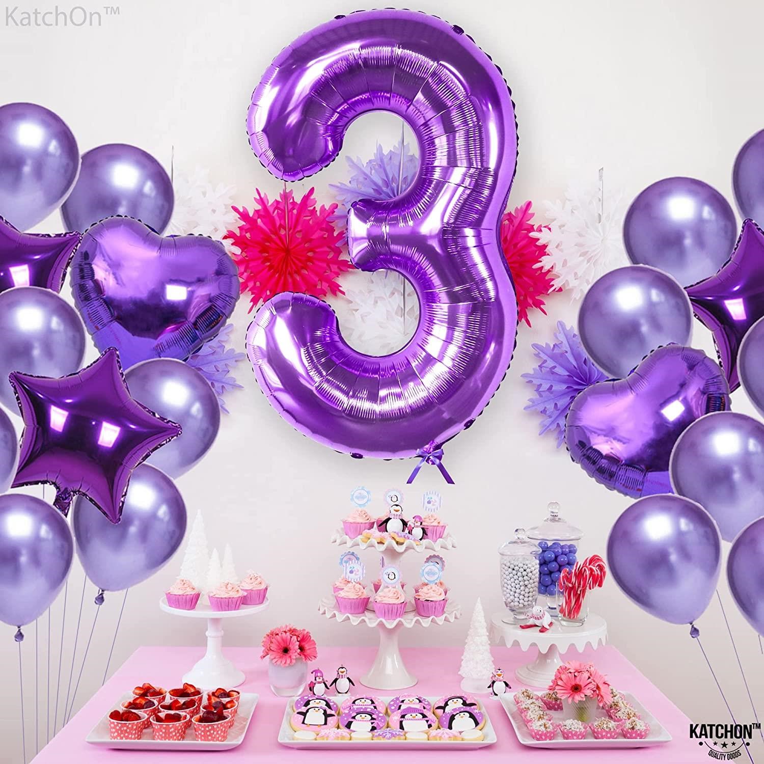 3 Üç Rakam Mor Folyo Balon 32