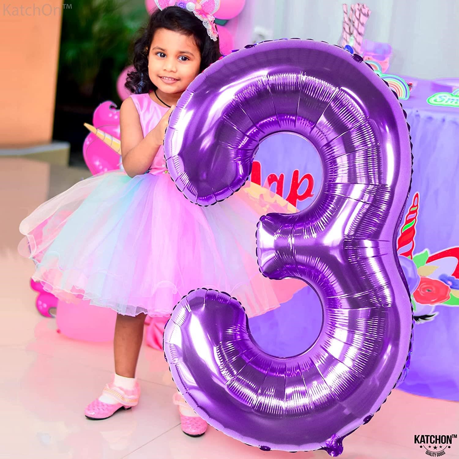 3 Üç Rakam Mor Folyo Balon 32