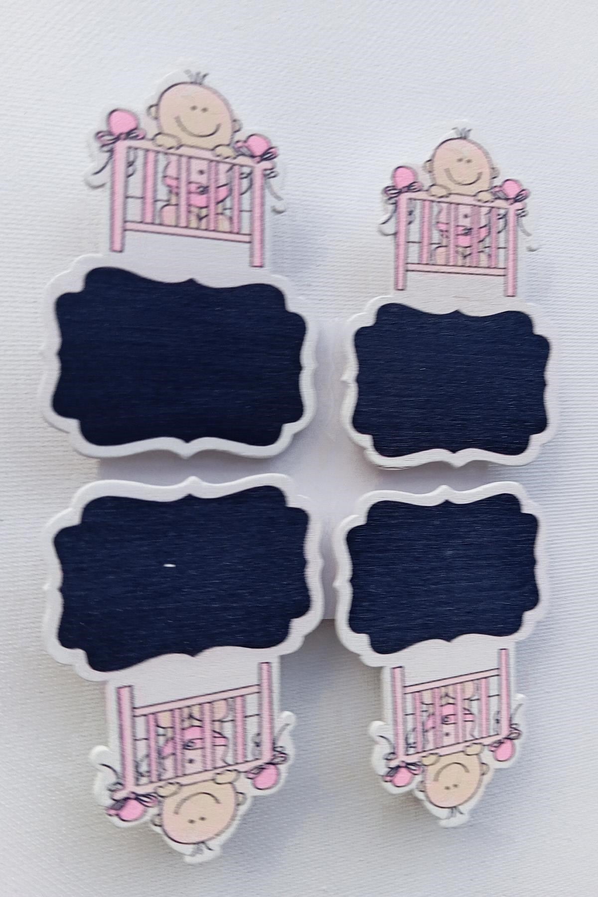 4 Adet 7 Cm Pembe Kız Bebek Süs Mandalı 