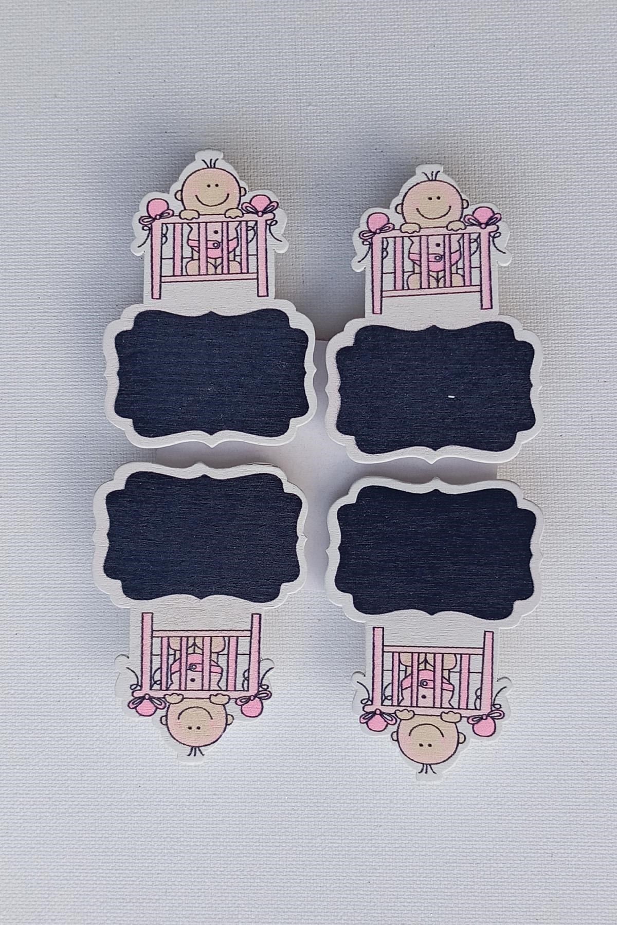 4 Adet 7 Cm Pembe Kız Bebek Süs Mandalı 
