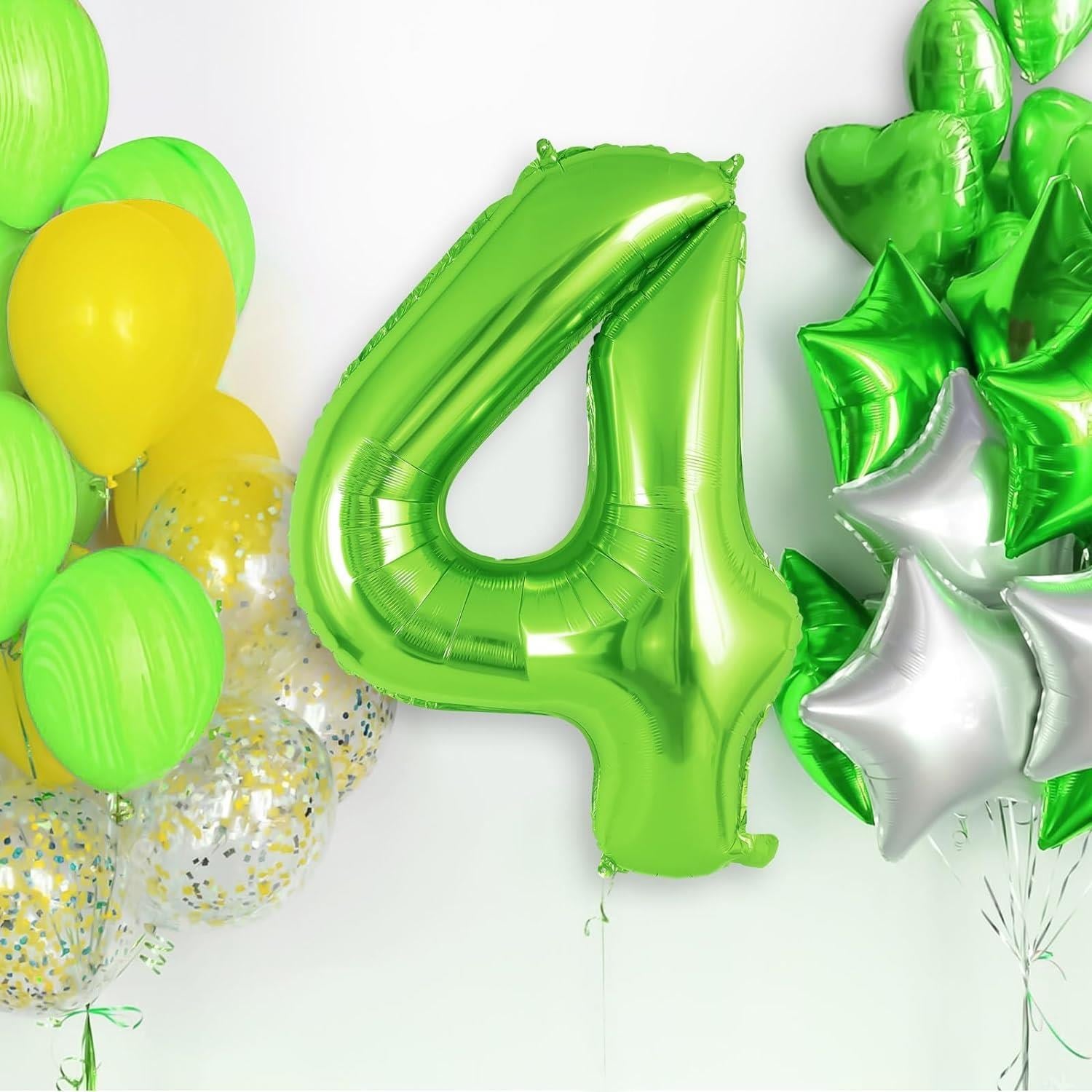 4 Rakam Açık Yeşil Folyo Balon 32-34