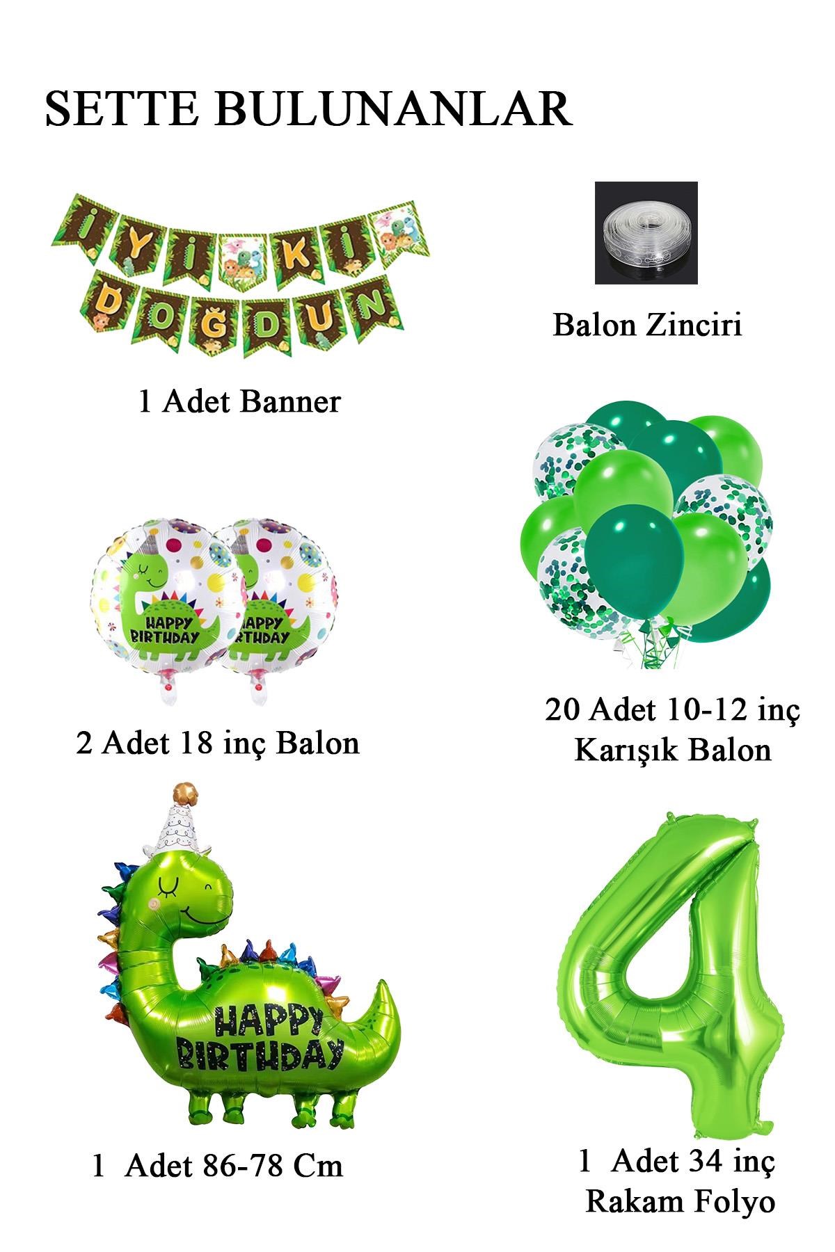 4 Yaş Dinazor Temalı Doğum Günü Seti
