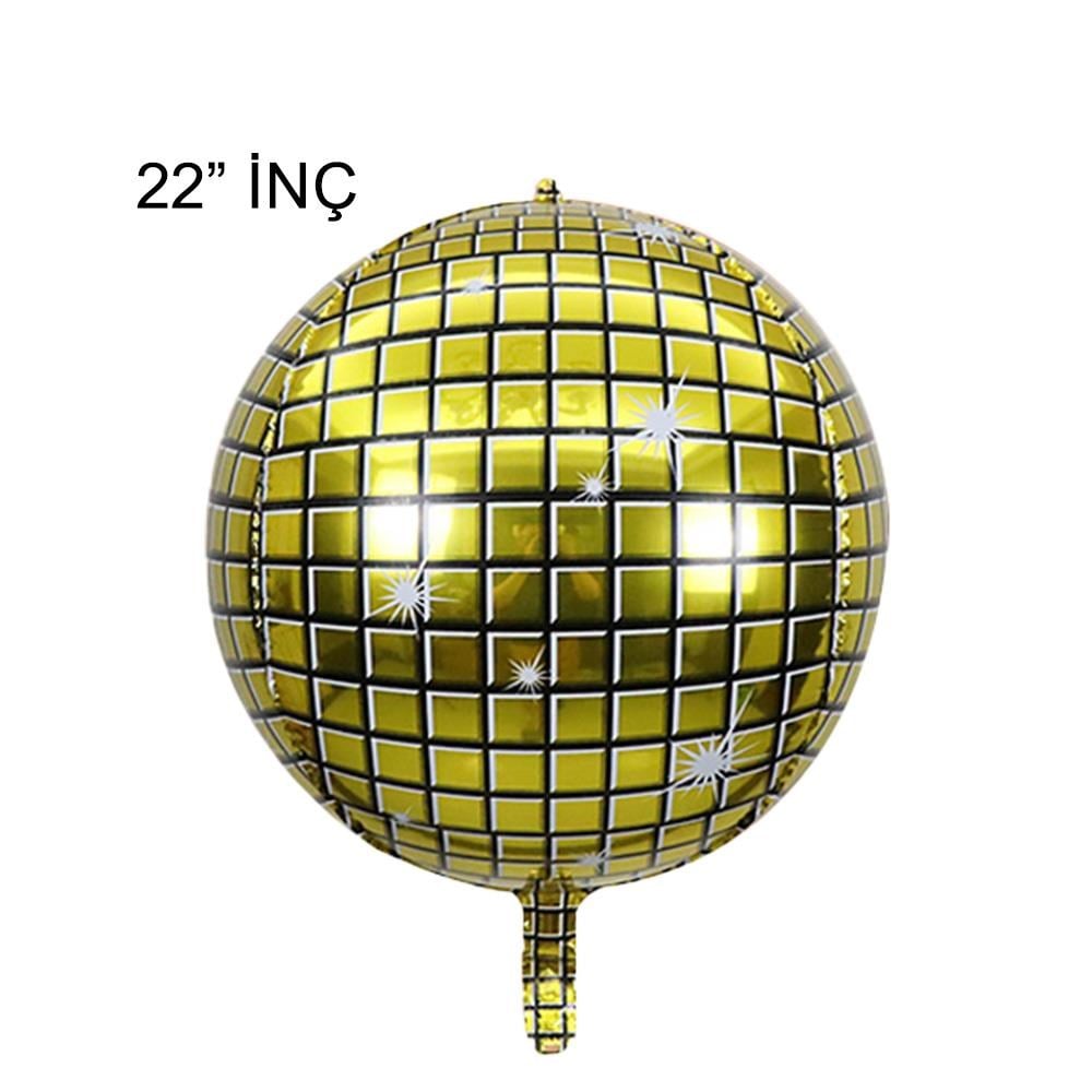4D Büyük Boy Gold Disko Küre Folyo Balon  22
