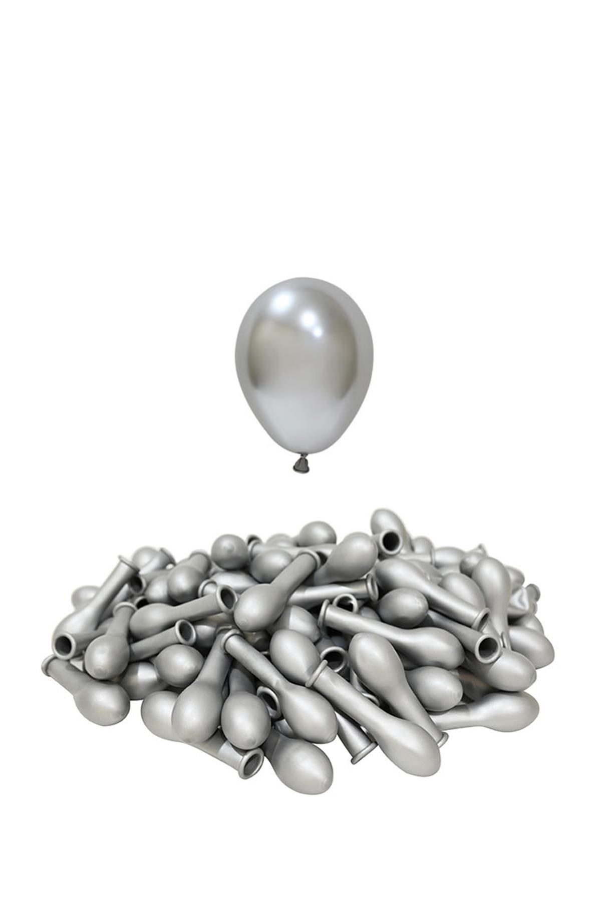 5 İnç Krom Gümüş Mini Balon 10 Adet