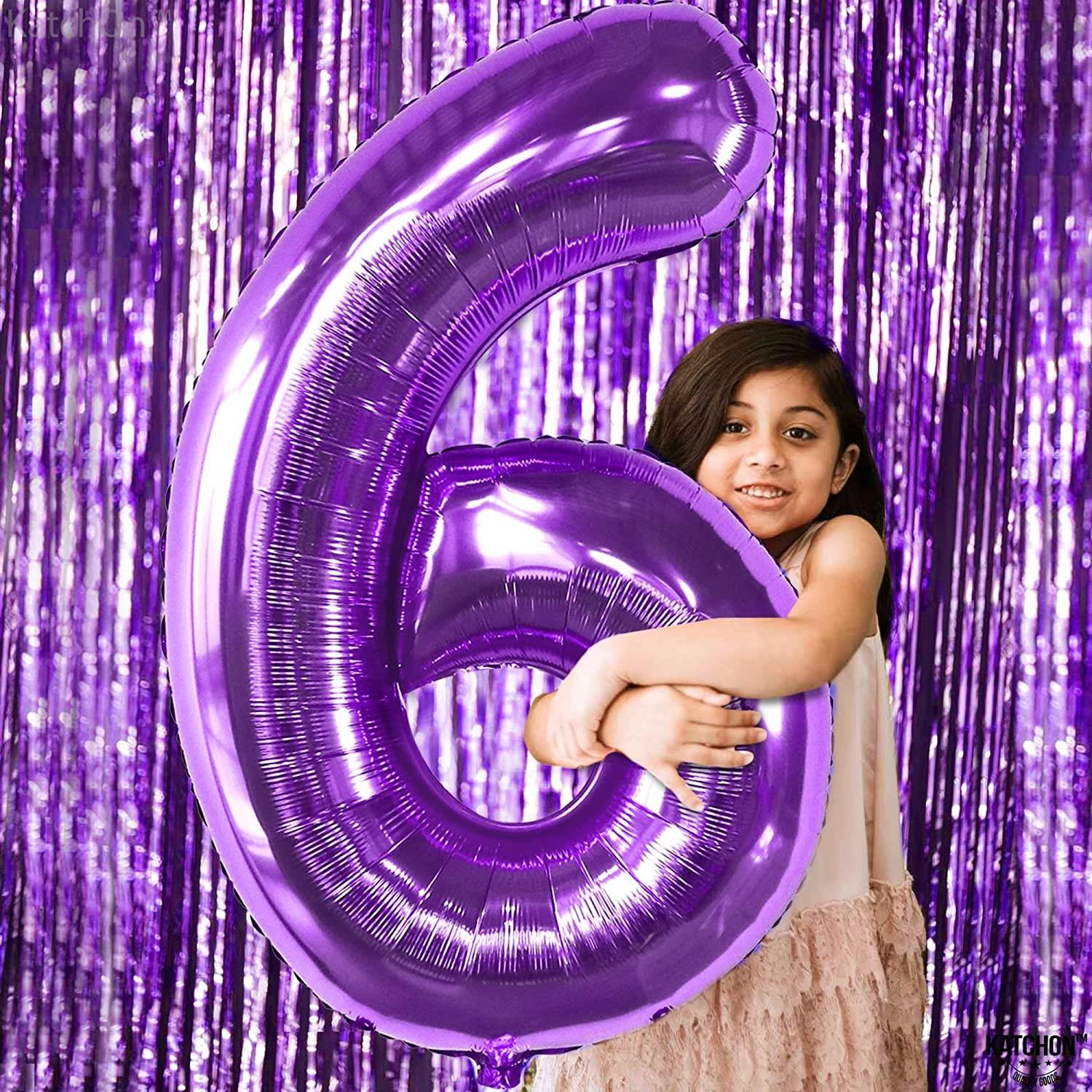 6 Altı Rakam Mor Folyo Balon 32