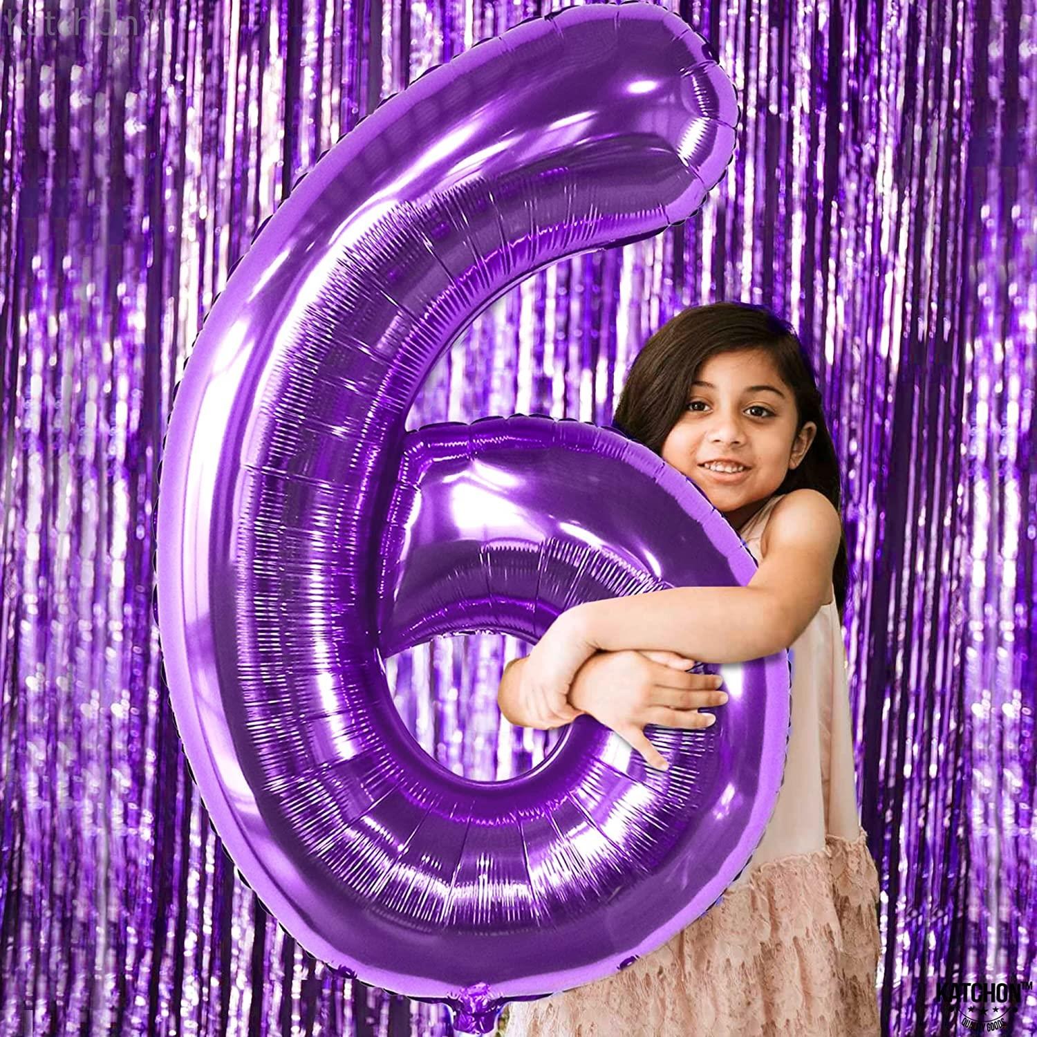6 Altı Rakam Mor Folyo Balon 32