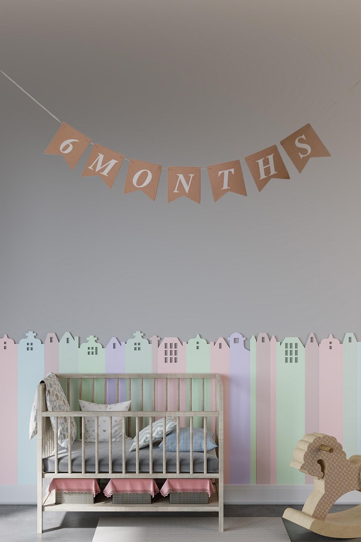 6 Months Yarım Yaş Retro Banner Süs 105 Cm x 17 Cm 
