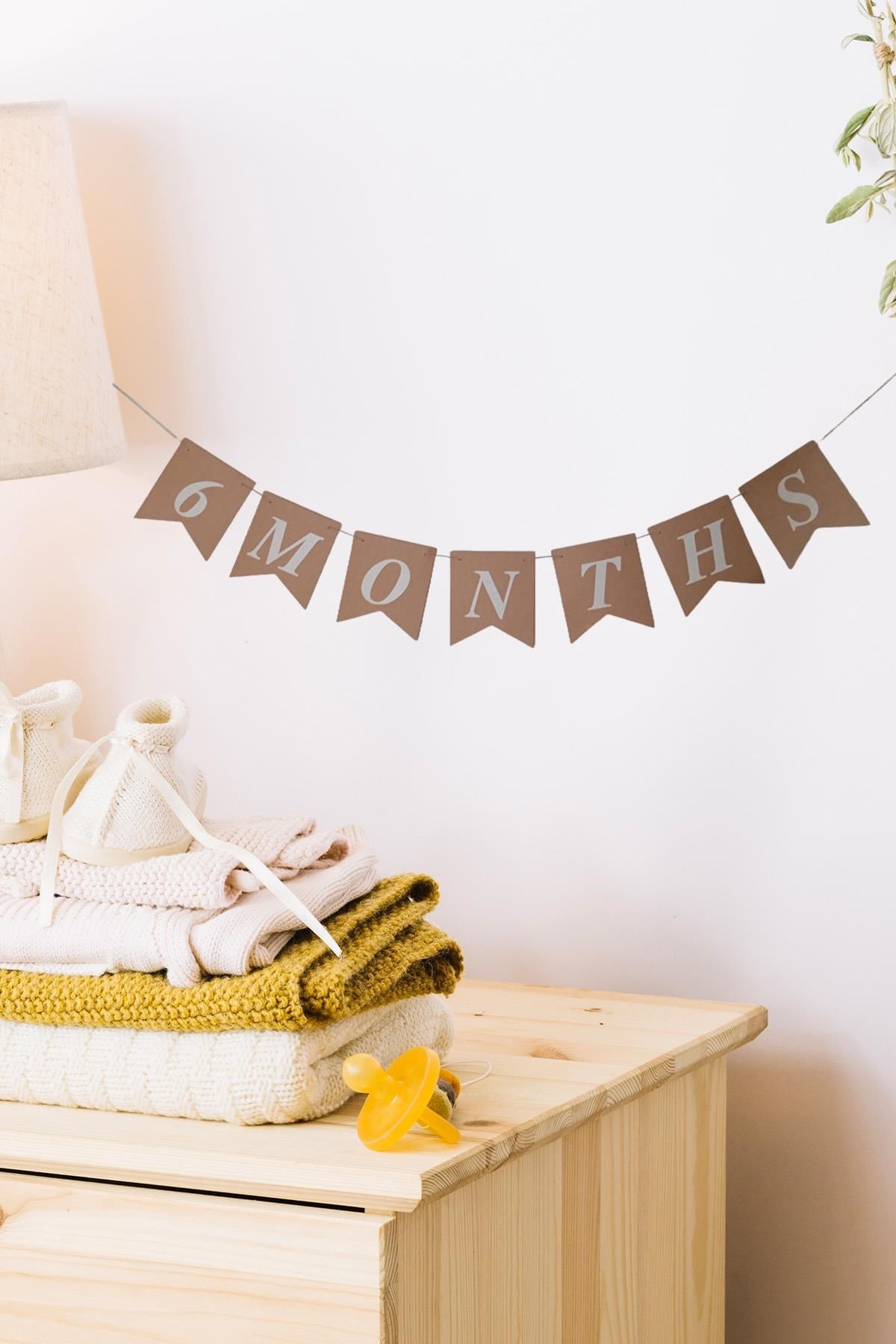 6 Months Yarım Yaş Retro Banner Süs 105 Cm x 17 Cm 