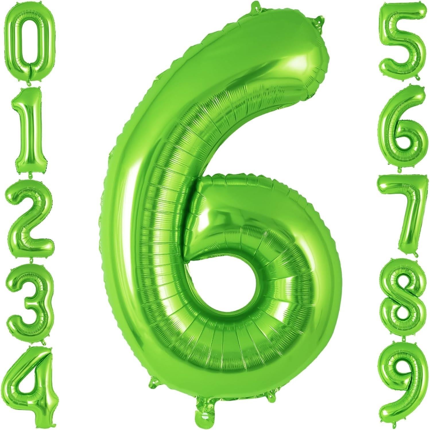 6 Rakam Açık Yeşil Folyo Balon 32-34