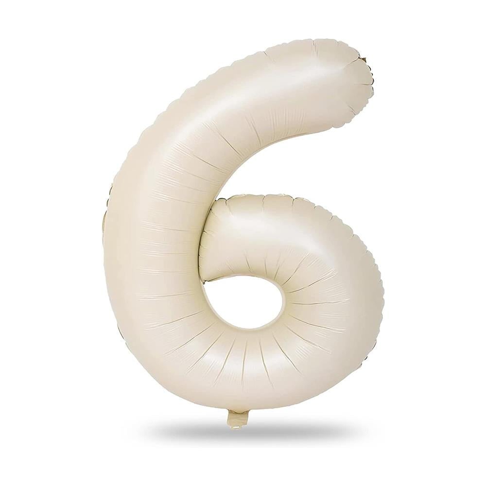 6 Rakam Krem Folyo Balon 34 inç 76-82 cm