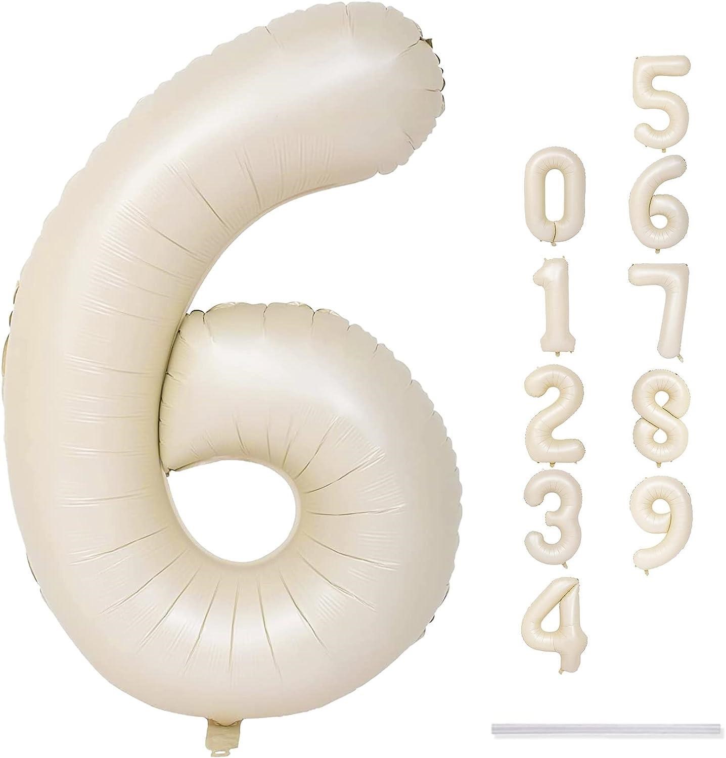 6 Rakam Krem Folyo Balon 34 inç 76-82 cm