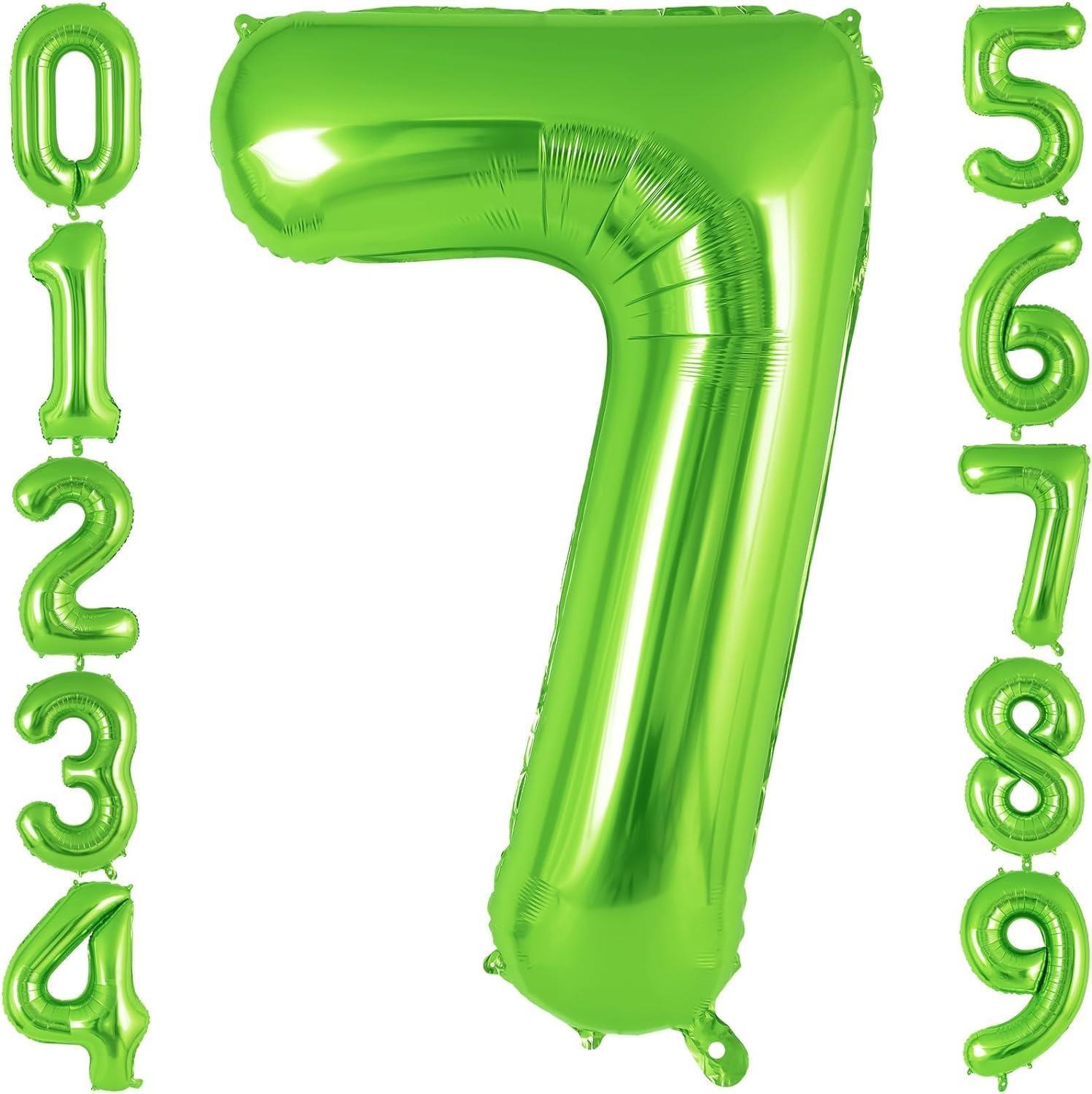 7 Rakam Açık Yeşil Folyo Balon 32-34