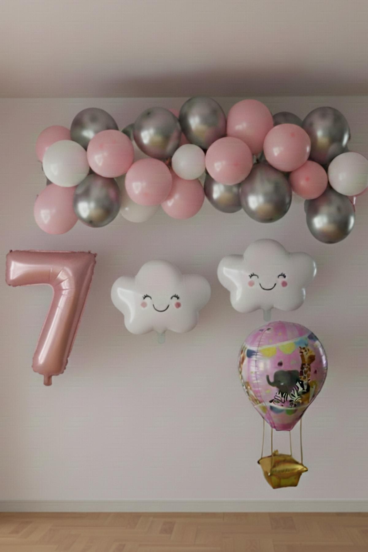 7 Yaş Pembe Bulut Perisi Doğum Günü Konsept Seti