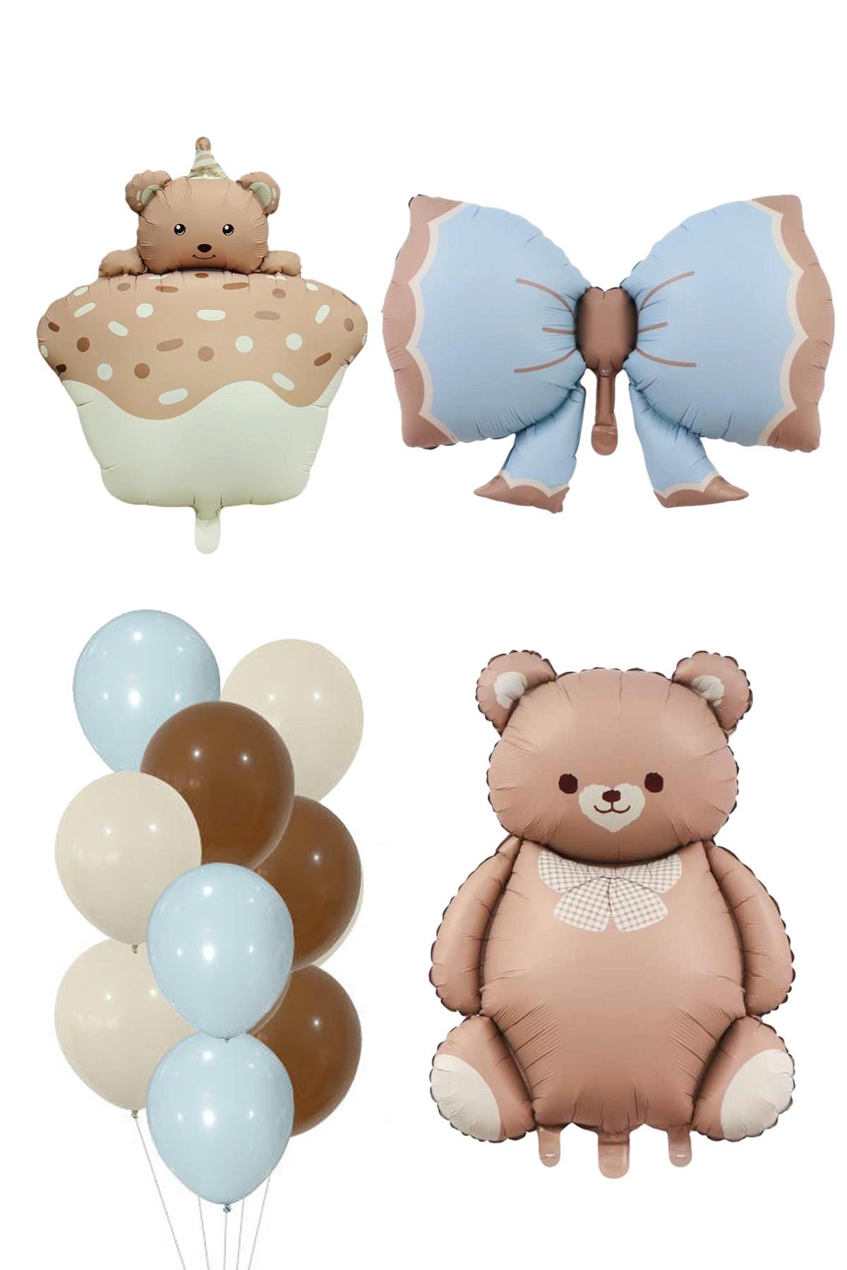 Baby Shower Retro Ayıcık Temalı Erkek Bebek Kutlama Seti