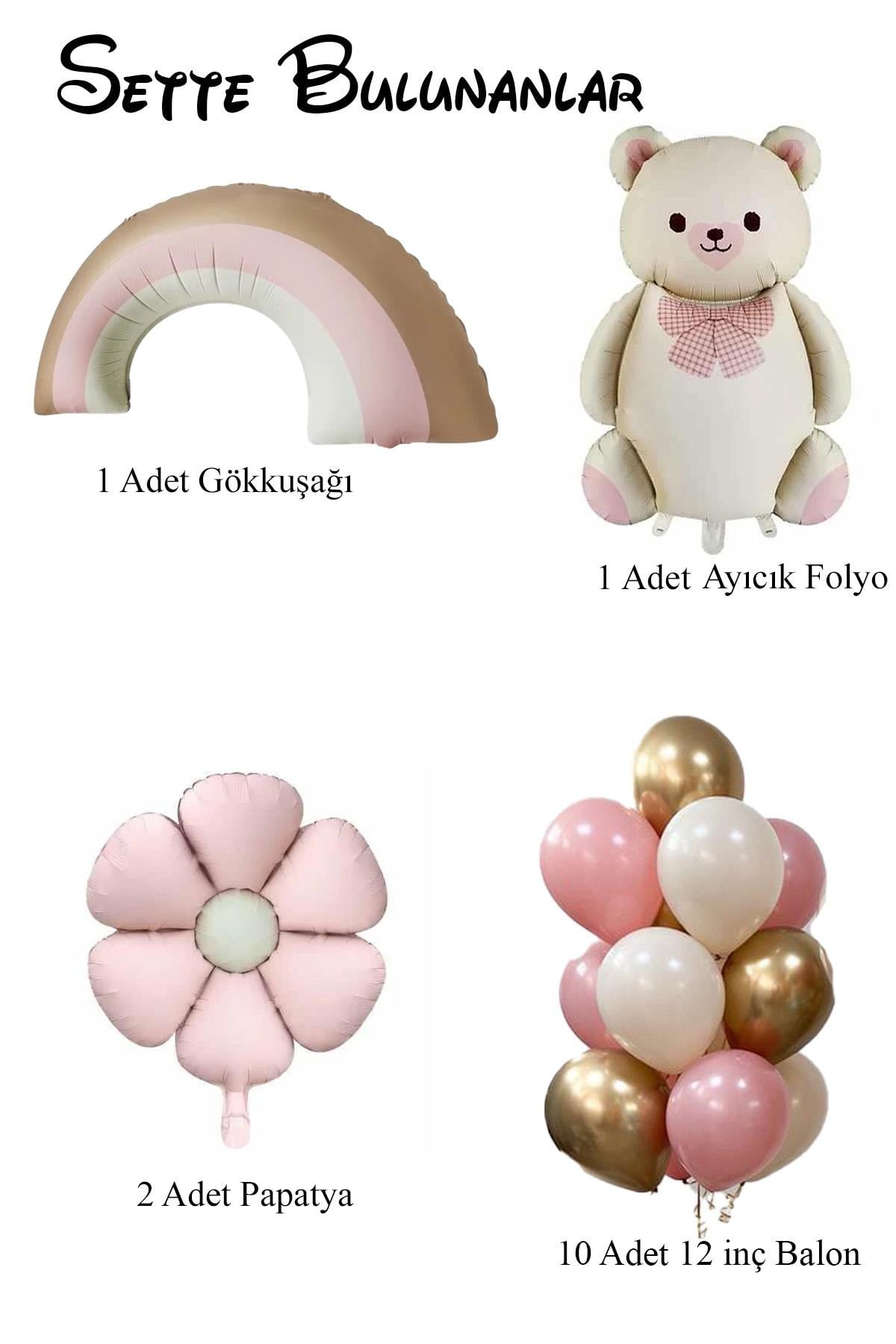 Baby Shower Retro Papatya Temalı Kız Bebek Kutlama Seti