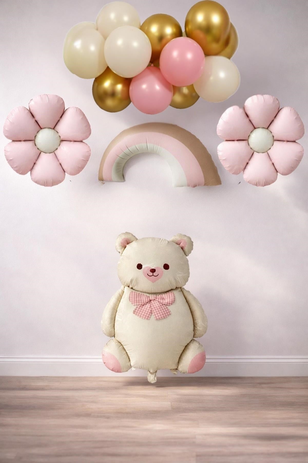 Baby Shower Retro Papatya Temalı Kız Bebek Kutlama Seti
