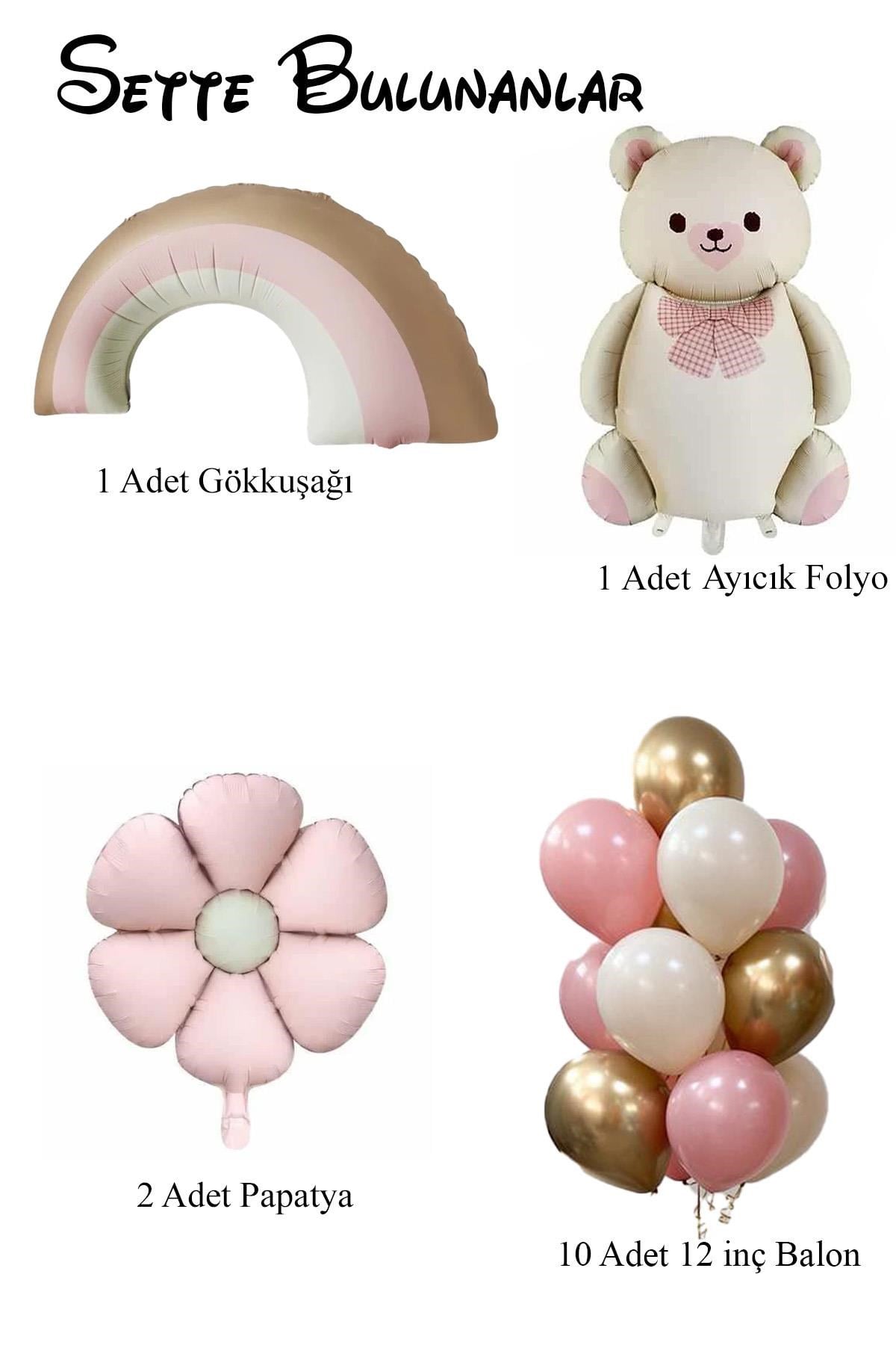 Baby Shower Retro Papatya Temalı Kız Bebek Kutlama Seti