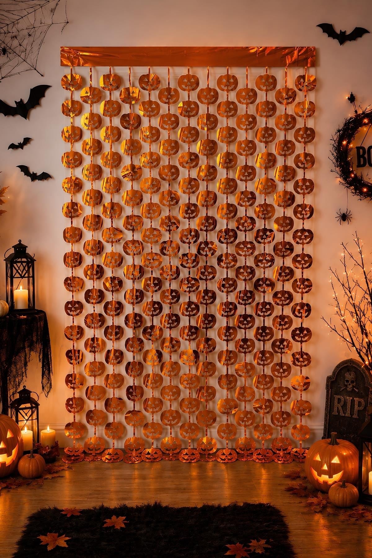 Balkabağı Kapı Perdesi Halloween Cadılar Bayramı Parti Malzemesi