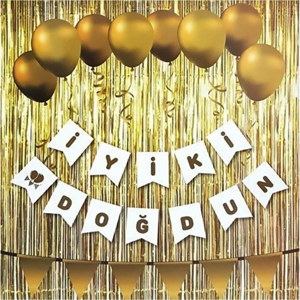 Beyaz Zemin İyi Ki Doğdun Gold Banner