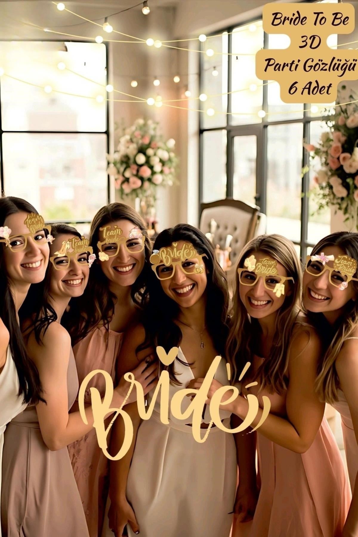 Bride Team Altın Parti Gözlüğü Seti (6’lı)