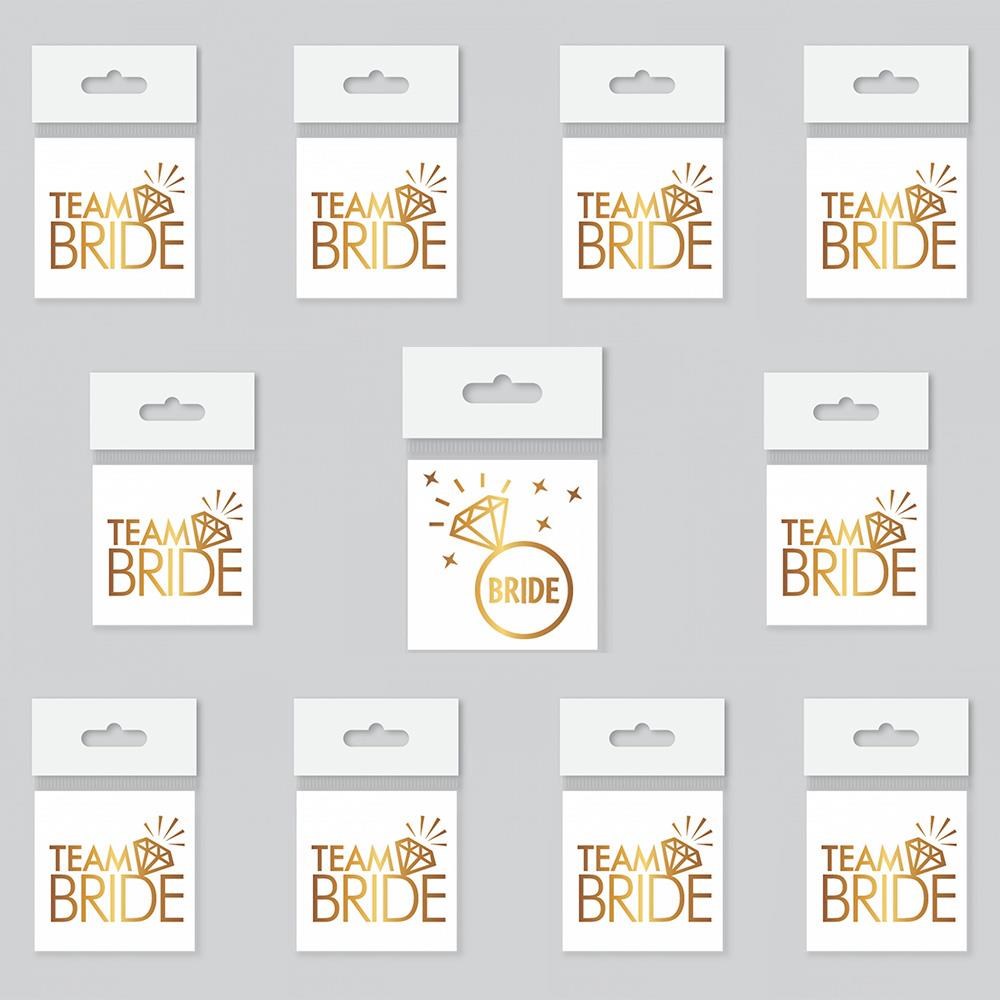 Bride To Be 1 Bride 10 Team Bride Gold Renkli Geçici Dövme Model 2