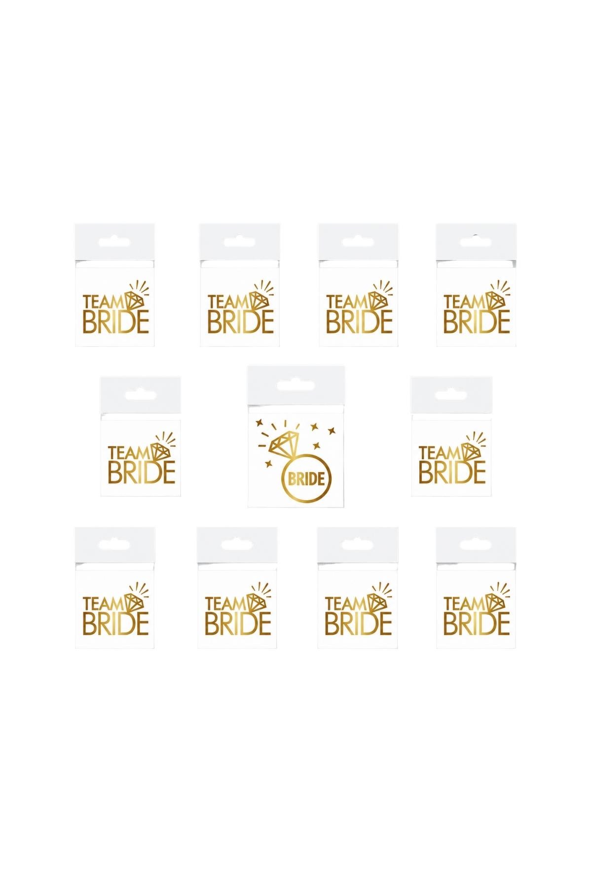 Bride To Be 1 Bride 10 Team Bride Gold Renkli Geçici Dövme Model 2