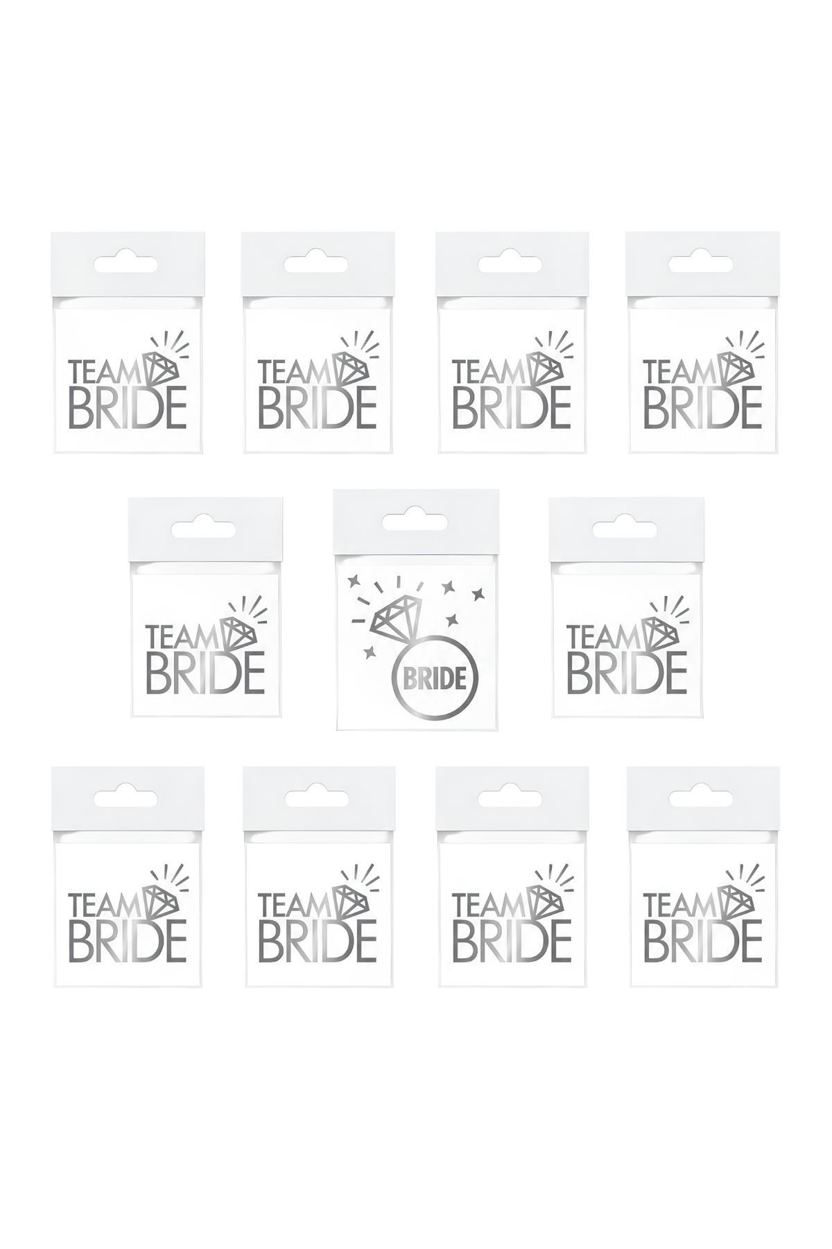 Bride To Be 1 Bride 10 Team Bride Gümüş Renkli Geçici Dövme Model 2