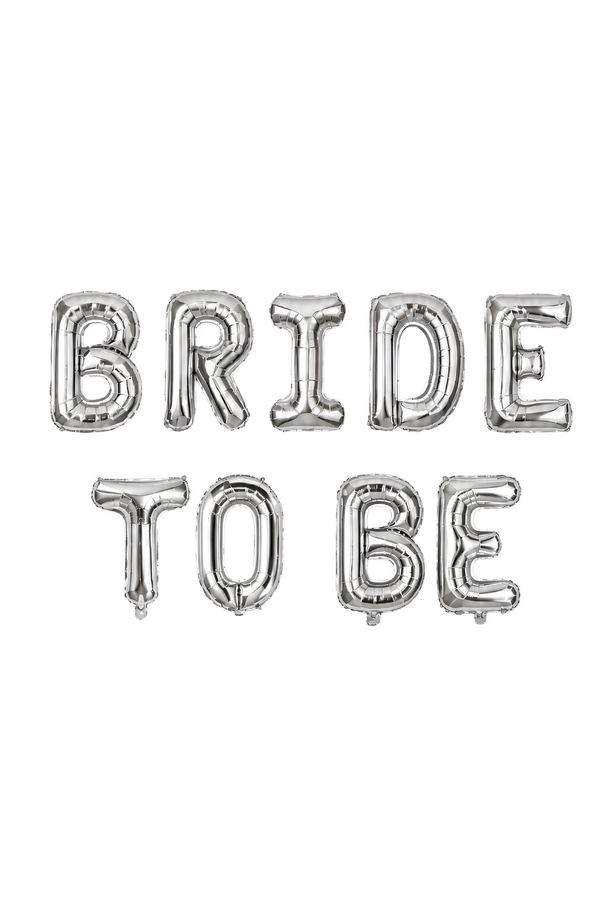 Bride To Be 16 inç 40 Cm Gümüş Renk Folyo Balon Seti, Bride To Be Parti Kutlama